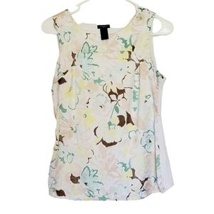 1188 * Ann Taylor Sleeveless Floral Top White Pink Mint Size XS